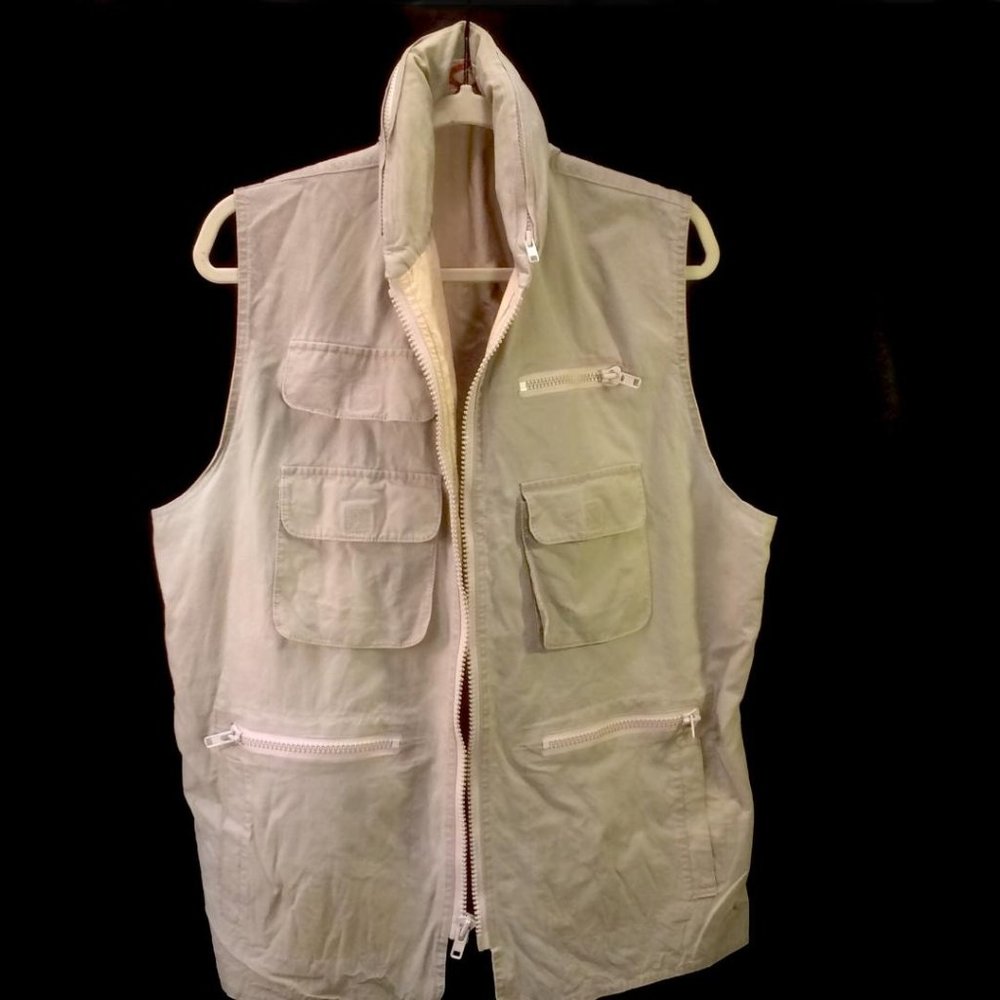 80'S Banana Republic Safari Vest Men's Size L Vintage polyester Beige type Vintage Second Hand
